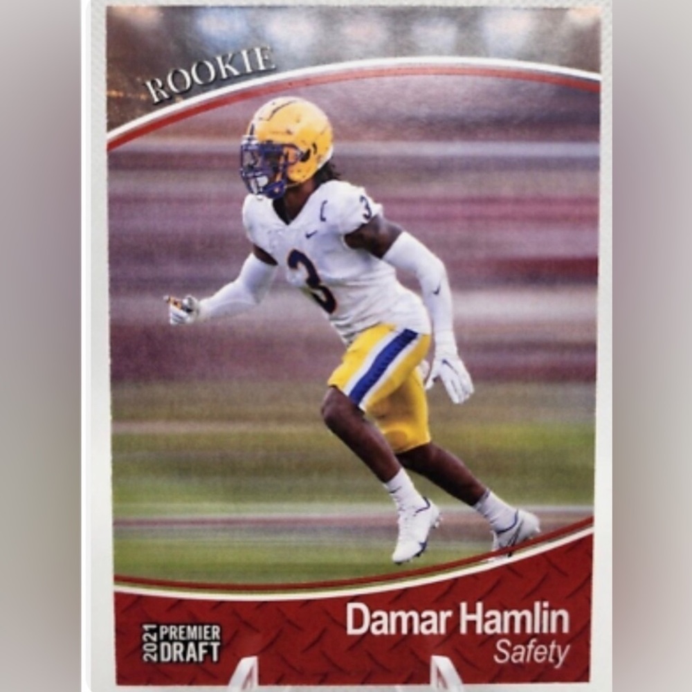 Damar Hamlin, "Rare Red" 2021 Sage Premier Draft Picks, Card #118